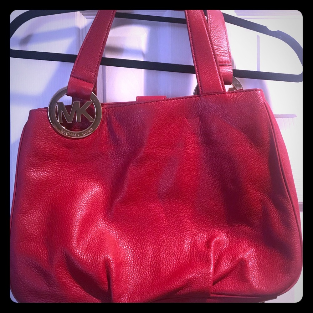 Michael Kors…Red leather MK shoulder bag, excellent condition